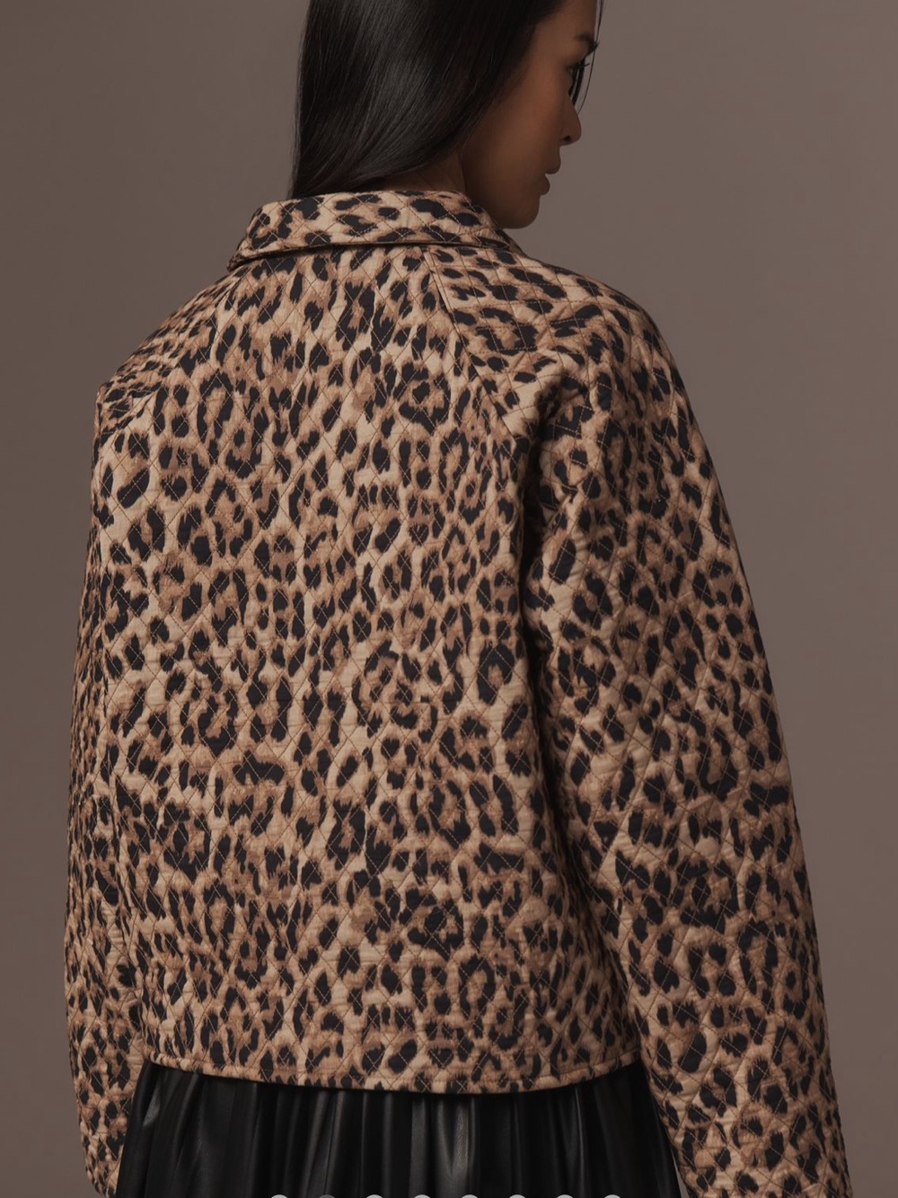 Anthropologie Leopard Print Quilted Jacket - Tan/Black - Picture 2 of 11